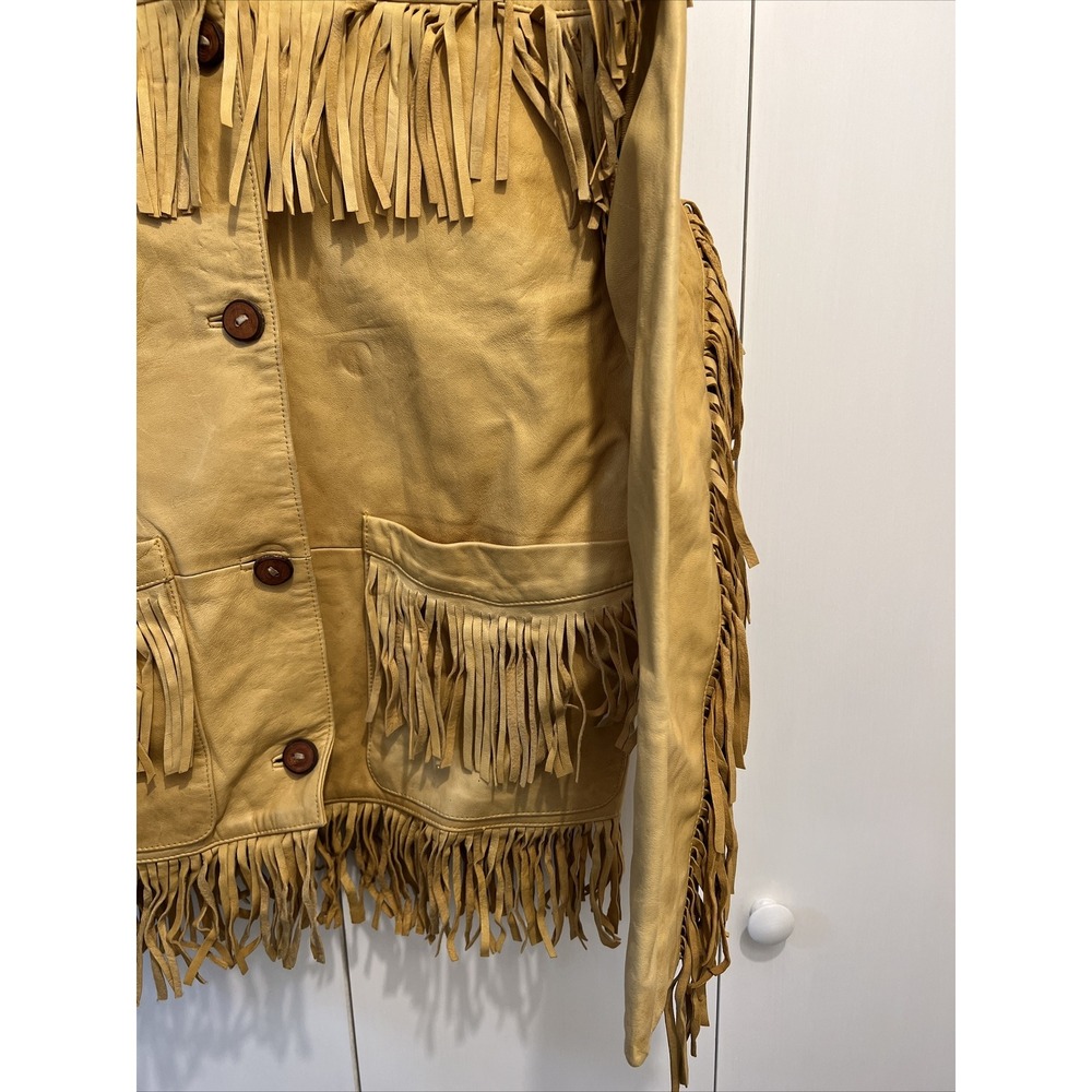 Lucky Brand 100% Genuine Leather Fringe Cowboy/Southwest Style Jacket - Sz S - Picture 5 of 11